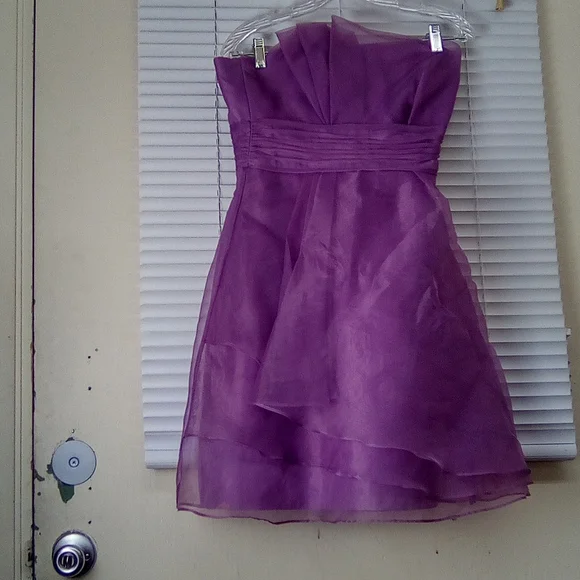 DAVID'S BRIDAL Elegant Purple Strapless Dress - Picture 7 of 7
